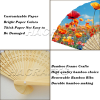 Fournisseurs de premier plan, vente en gros d'éventails pliants en bambou personnalisés avec logo imprimé, éventails en papier à manches en bambou pour mariage