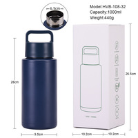 Gourde Sportive Isotherme en Acier Inoxydable Personnalisable 32oz (1000ml) avec Poignée et Couvercle – Maintien Thermique 6-12h pour Activités Extérieures