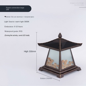 โคมไฟเสาโซลาร์เซลล์ LED สำหรับภายนอกอาคาร สีบรอนซ์ IP65 แสงวอร์มไวท์ 2700K โคมแก้ว ขั้ว E27 ตัวฐานอะลูมิเนียม 500 ลูเมน อายุการใช้งาน 50000 ชั่วโมง เหมาะสำหรับสวน - Product Image 2