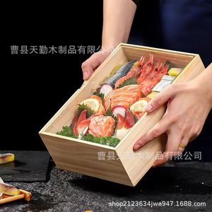 Wooden Sushi Packaging Box Rectangle Paulownia Fresh Food <b>Takeaway</b> <b>Container</b> - Product Image 5