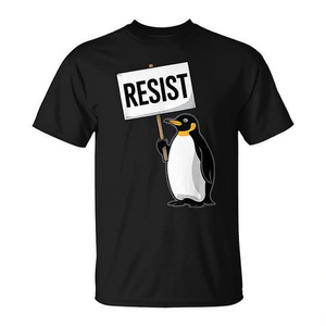 Camiseta Penguin Resist negra unisex para adultos, talla mediana, diseño con diseño de declaración política - Product Image 3