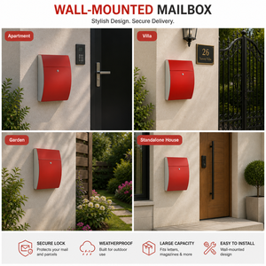 Buzón de Acero de Gran Capacidad para Montar en la Pared, Elegante Buzón de Metal para <span class=keywords><strong>Cartas</strong></span> y Paquetes con Cerradura para Uso en Exteriores y Apartamentos - Product Image 1