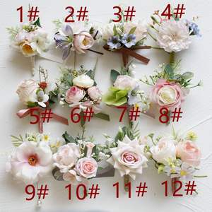 卸売ブライダル花婿ウェディングウエディングパーティーイベント造花ピンクシリーズブローチショルダーフラワーリストフラワーコサージュ - Product Image 2