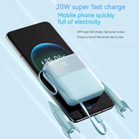 PowerBank avec câble Micro USB TYPE C pour iPhone chargeur Portable miroir LED batterie externe 10000mAh Mini banque d'alimentation