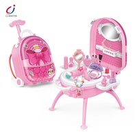 Chengji 4 en 1 semblant jouer coiffeuse jouet mode alliage sac à dos valise fille maquillage ensemble jouets