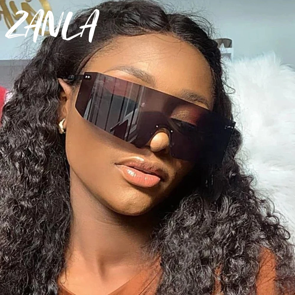 サングラス Oversized Logo Sunglasses 2023 Outdoor Oversized Rimless Sunglasses Women New Vintage