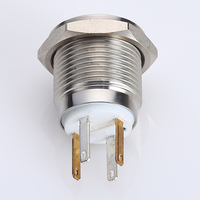 ONPOW 16mm Super plat anneau LED lumineux Métal bouton-poussoir avec de longues broches (GQ16PF-10E/JL/B/2.8 V/S) CE, RoHS