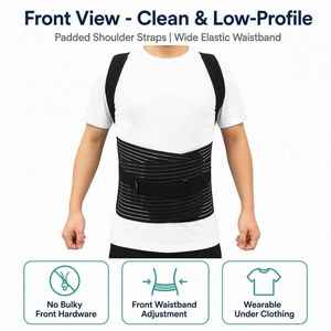Cinturón de Soporte <span class=keywords><strong>Lumbar</strong></span> Elástico, Almohadilla Ergonómica Moldeada para la Espalda, Correas de Compresión de Doble Capa para Alivio Diario del <span class=keywords><strong>Dolor</strong></span> de Espalda y <span class=keywords><strong>Hernia</strong></span> - Product Image 1