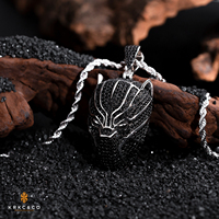 Collier de héros Marvel en laiton plaqué or noir avec pierres noires, pendentif panthère pour hommes, livraison directe d'usine KRKC