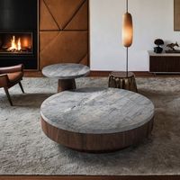 Moontree Table basse ronde en marbre de style décoratif français personnalisé Calacatta Viola avec 3 pieds