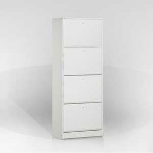 SCARPATUOCCIO CON 4 PORTE A RIBALTAMENTO, MODELLO MULTIFUNZIONALE, 62X29 CM, ALTEZZA 158 CM, BIANCO - Product Image 1