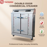 Armoire de cuisson à vapeur professionnelle à double porte pour riz, 24 plateaux, GPL/GN, en acier inoxydable