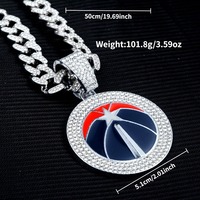 Chaîne cubaine plaquée argent et or de luxe personnalisée pour hommes, Washington Wizards, hip-hop, entièrement sertie de cristaux, pendentif avec logo de l'équipe
