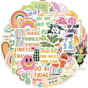 50pcs Pink Green Encouragement <strong>Preppy</strong> Inspirational <strong>Stickers</strong>,Motivational Aesthetic <strong>Stickers</strong>,Vinyl Waterproof - Product Image 1