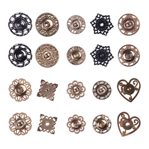 The Second Button Alloy Metal Buckles Round Patterned Plated Rhinestones Garment Decorative Invisible Snap Fasteners - Product Image 1