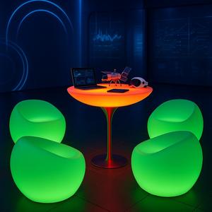 Tabouret <span class=keywords><strong>de</strong></span> bar LED haut <span class=keywords><strong>de</strong></span> gamme <span class=keywords><strong>de</strong></span> style européen moderne avec lumières RGB, résistant à l'eau et écologique, pour bar à domicile, hôtel, cuisine et utilisation en extérieur - Product Image 2