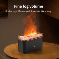 Humidificateur portable en plastique à effet flamme, diffuseur d'arômes réaliste de cheminée, diffuseur d'huiles essentielles à LED 7 couleurs, capacité de 101 à 200 ml