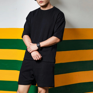 Factory Supplier Wholesale Custom Men's Shorts <b>Set</b> Breathable 100% Cotton Summer Two-Piece <b>Twin</b> <b>Set</b> - Product Image 3