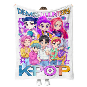 Hot Bán K Pop Kpop Quỷ Thợ Săn Phim In Ấn Chăn Chất Lượng Cao Tùy Chỉnh Lông Cừu Flannel Giường Sofa Xe Du Lịch Chăn - Product Image 4
