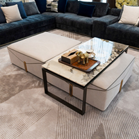 Meubles de salon, table basse design, table basse en acier inoxydable et marbre, table à thé moderne, style luxueux