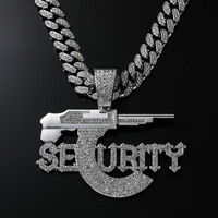 Collier Chaîne Cubaine Hip Hop pour Hommes, Pendentif Lettre SECURITY, Or 14K, Micro-Pavé de Zircons, Style Streetwear, Cadeau