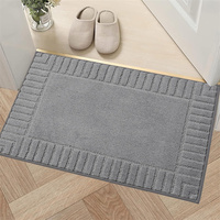 Tapis d'entrée gris absorbant à rayures touffetées, antidérapant, résistant à la saleté, lavable, pour pattes boueuses