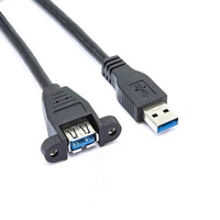 Kabel ekstensi konektor Wanita USB A 3.0 kustom Panel sekrup dudukan KE pria Transfer Data lebih cepat untuk komputer PC