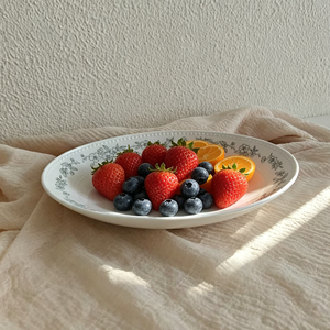 Assiette ovale en céramique <span class=keywords><strong>de</strong></span> 10,3 pouces, motif floral bleu, assiette à <span class=keywords><strong>poisson</strong></span>, assiette à soupe en porcelaine pour la maison et les restaurants - Product Image 2