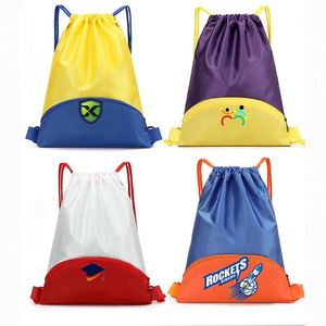 Sac à dos à cordon en polyester imperméable avec logo personnalisé, grande capacité, pour chaussures, sport, gym, sac à cordon promotionnel, cadeau - Product Image 4