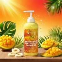 Gel douche exfoliant blanchissant rafraîchissant pour la peau de marque privée aux fruits biologiques banane mangue gel douche exfoliant