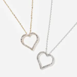 Factory Direct Sale Love Heart Charm Pendants Necklaces Handmade 925 Sterling Silver 18K Gold Plated Bohemia Jewelry