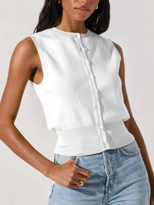 Novedad <span class=keywords><strong>de</strong></span> verano para <span class=keywords><strong>mujer</strong></span> europea americana, Top <span class=keywords><strong>de</strong></span> punto informal, ropa exterior Sexy sin mangas con chaleco con botones, transfronterizo para <span class=keywords><strong>Amazon</strong></span> - Product Image 6