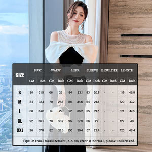 ZYHT 51100 donna manica lunga con spalle scoperte strass Party abito <span class=keywords><strong>Midi</strong></span> moda coda di pesce formale eleganti abiti neri - Product Image 5