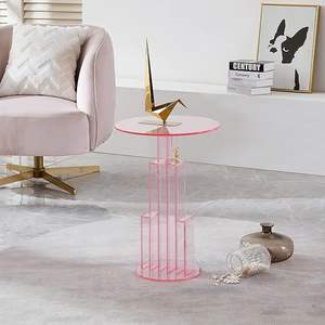 कॉफी कंसोल के लिए गर्म गुलाबी ऐक्रेलिक कैफे टेबल फर्नीचर सेट बेडसाइड वैलेंटाइन के दिन उपहार प्रदर्शन रैक - Product Image 4