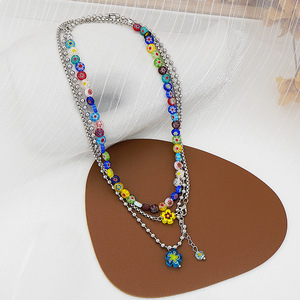 Collar Doble de Metal con Flores de Cristal Estilo Retro Milenio 2022, Gargantilla de Color, Cadena para Clavícula, a la Moda - Product Image 4