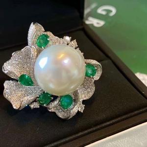 होंग कांग प्राकृतिक मोती 925 चांदी के तीन टुकड़े के ठीक गहनों में रिंग इयररिंग्स को भी शामिल किया गया है। - Product Image 5