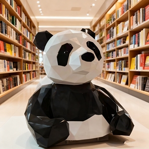 CS185 Lightweight FRP Polygonal Panda Sculpture Geometric Panda Artwork for Boutique Shop Mall Entrance Streetscape <b>Decoration</b> - Product Image 1