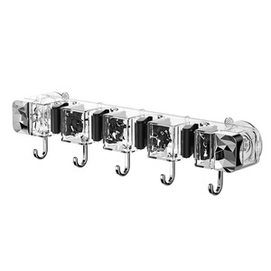 <b>Wall</b> Mounted <b>Mop</b> Storage Rack With Suction Cup Clips Punch Free Bathroom Holder Rectangle Polished Finish - Product Image 5