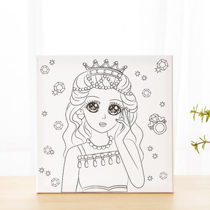 Set Pittura Fai-da-te per Bambini: Telaio in Legno 30x30 cm con Tessuto, Colori a Olio/Acquerello, Lavagna da <span class=keywords><strong>Disegno</strong></span> Cartoni Animati per Attività Manuali - Product Image 4