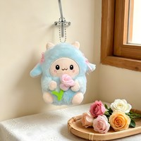 En gros, Breloque de sac mignonne en peluche mouton kawaii, Pendentif décoratif pour sac à dos femme avec ornement floral