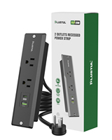 2 Stopkontak Listrik Tersembunyi dengan USB-A+C (5V, 3.1A) untuk Meja Kantor & Penggunaan Rumah, Steker NEMA 5-15P, Kabel 16/3 SJT, 12A 125VAC