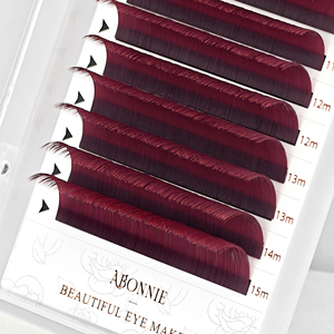 Extensions de <span class=keywords><strong>cils</strong></span> Abonnie Burgundy Premium en fibres ultra-douces, légères et confortables, effet naturel liftant, couleur unie. - Product Image 3