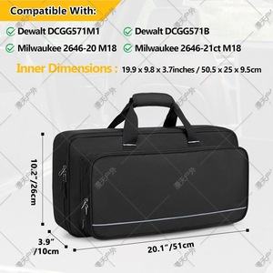 Sac à outils portable avec rangement pour pistolet à graisse, doublure en nylon, tissu Oxford, noir et rouge, sac de transport pour chargeur de batterie - Product Image 5