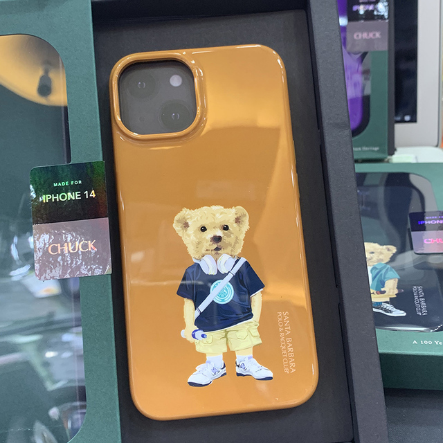 POLO Silicon IMD Craft Chuck Bear Wireless Charging Shockproof Cartoon Design Mobile Phone Case for for 14