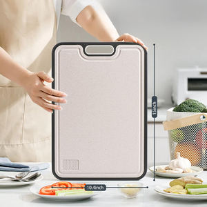 Planche à découper double face durable et anti-fissures en acier inoxydable et fibre de blé, avec bord antidérapant pour une utilisation en cuisine - Product Image 1