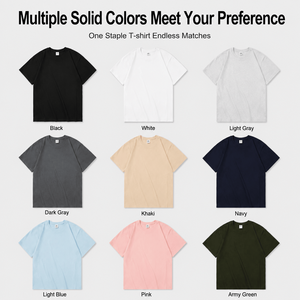 Camiseta de Algodón Peinado de 230G para Hombre, Color Liso, Cuello Redondo, Holgada, Oversize, Casual, Proveedor Premium, Venta al por Mayor - Product Image 6