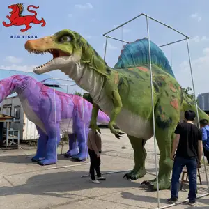 Vie géant de taille 8 mètres costume de dinosaure robotique pour aire de jeux extérieure