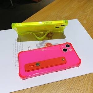 Étui transparent de couleur fluorescente avec support de doigt pour <span class=keywords><strong>iPhone</strong></span> <span class=keywords><strong>111</strong></span> 12 13 14 Plus 15 16 Pro Max 17 Air - Product Image 2