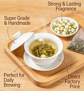 Thé vert au jasmin de qualité supérieure - Thé en feuilles en vrac de qualité supérieure pour maigrir avec un arôme rafraîchissant pour la consommation quotidienne (Direct usine en vrac) - Product Image 5