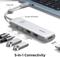 UGREEN Hub USB C 5 en 1 Revodok, Hub Tipo C Portátil con Carga PD de 100W, HD-MI 4K 60Hz, Puertos de Datos USB 3.2 de 10Gbps para MacBook y iPad